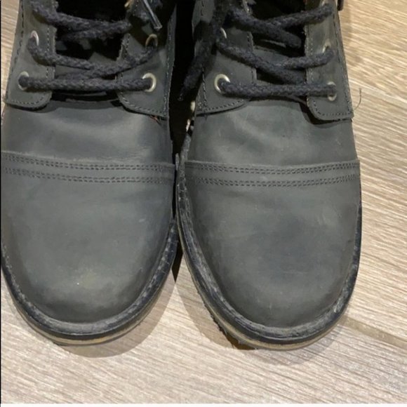 Walker & Whyte Men Black Leather Plaid Lining Combat Boots Size 10 main image 5